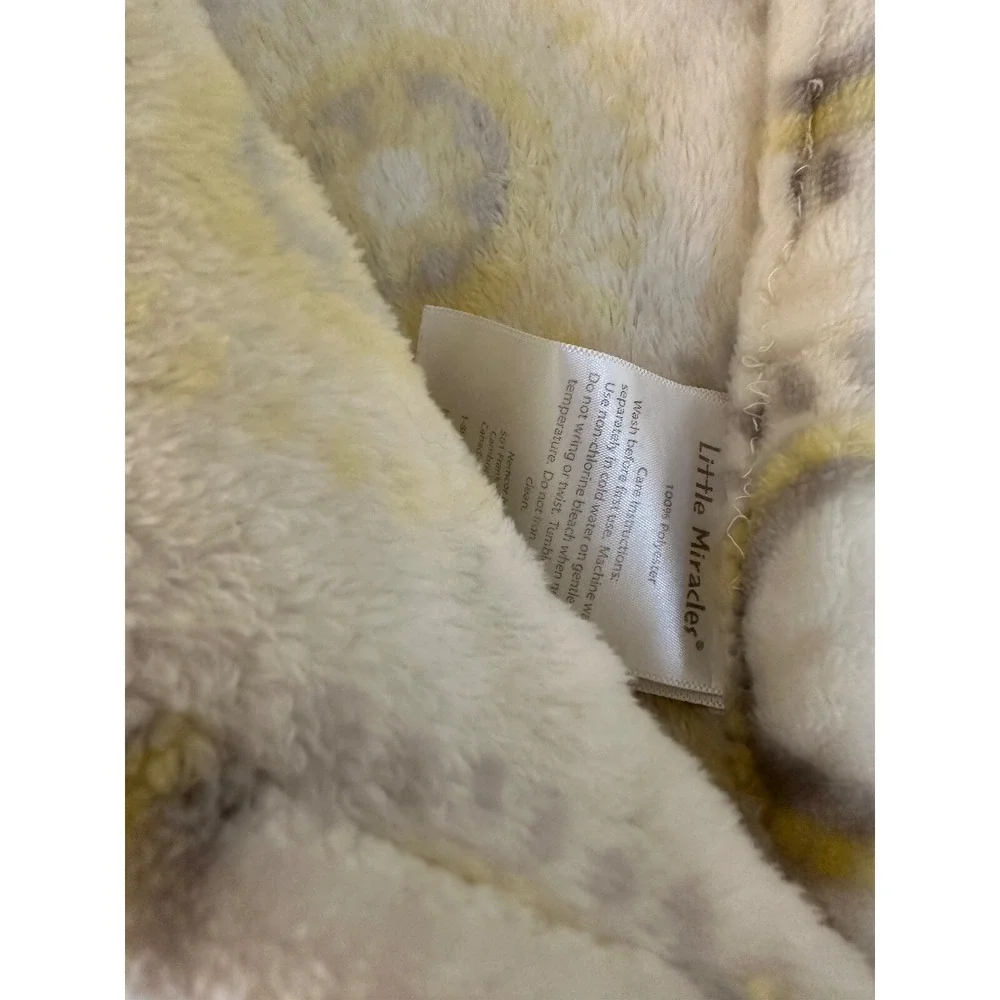 Little Miracles Baby Blanket Yellow Gray White Medallion Soft Poly Unisex